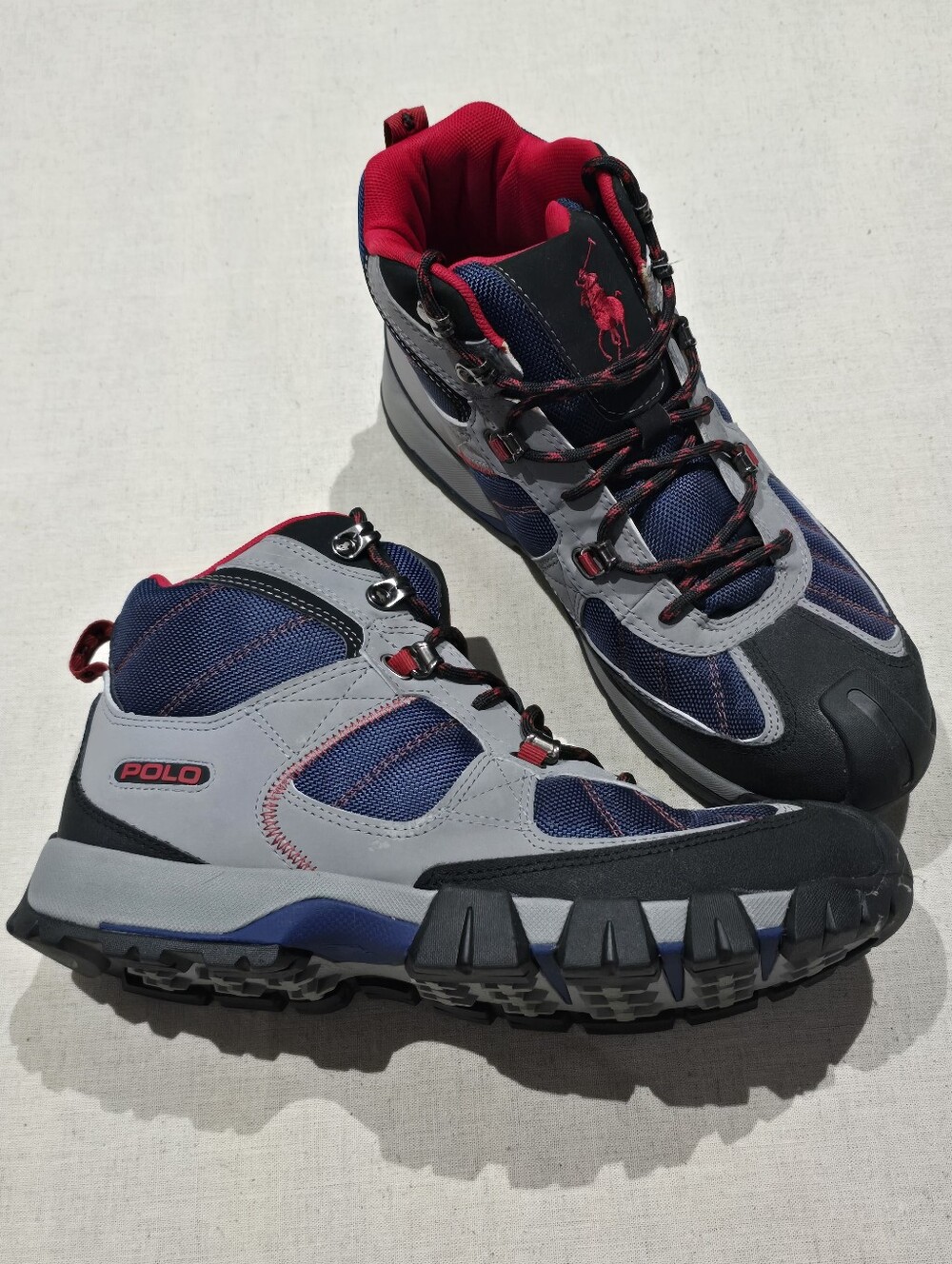 Polo Ralph Lauren Vintage Hiking Boots Red and Blue Mens Size 10.5